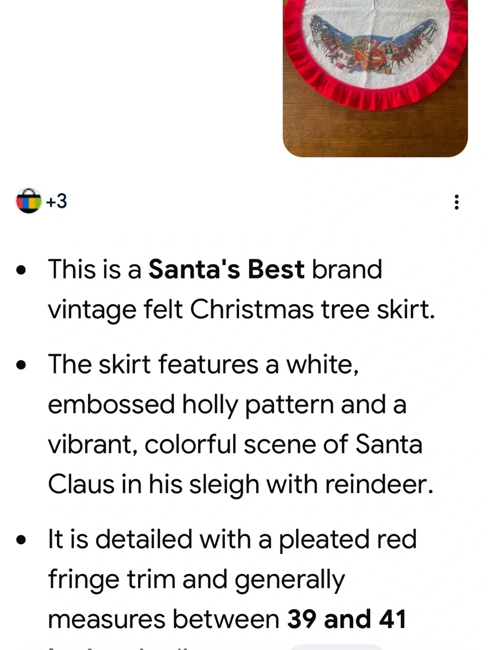 Vintage Felt Christmas Tree Skirt, 40”diameter holiday home decor rare festive